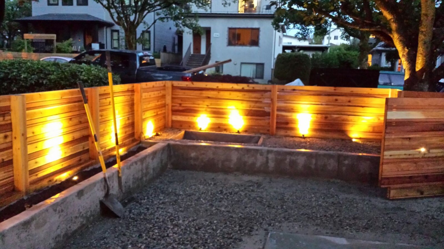 Fence and landscape lighting · Work in progress.